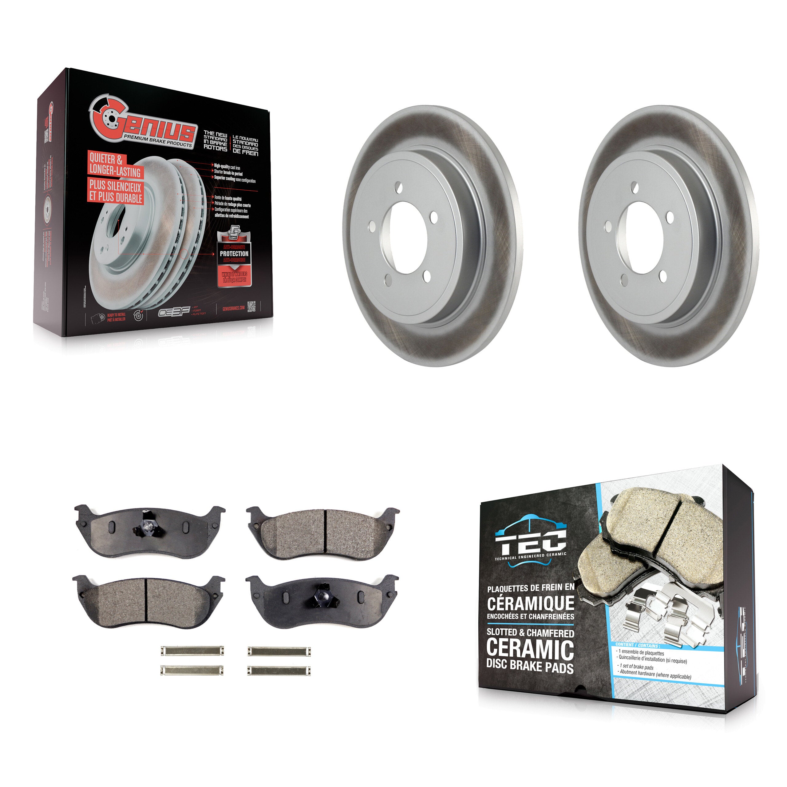 Rear Coated Disc Brake Rotors And Ceramic Pads Kit For Ford Explorer Mercury Mountaineer KGT-101345