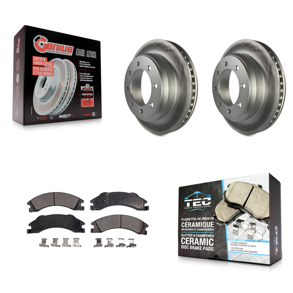 Rear Coated Brake Rotor & Ceramic Pad Kit For Ford E-350 Super Duty E-250 E-150 Econoline KGT-101369
