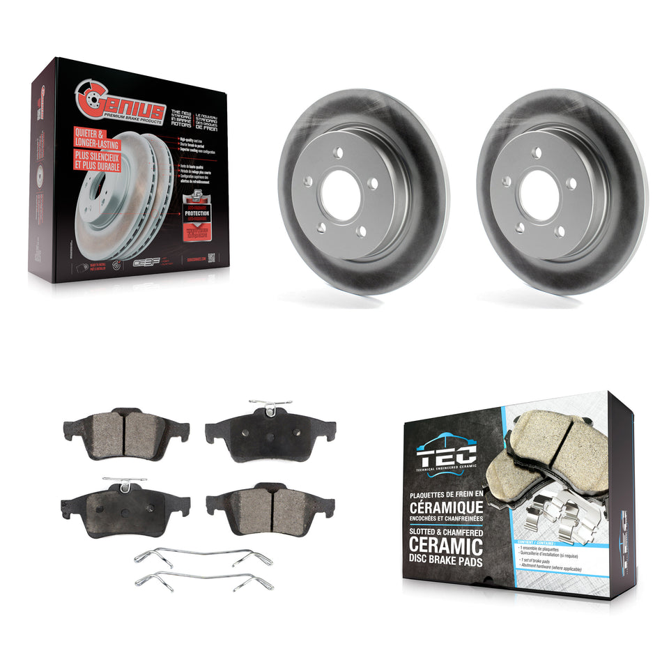 Rear Coated Disc Brake Rotors And Ceramic Pads Kit For Ford Focus KGT-101374