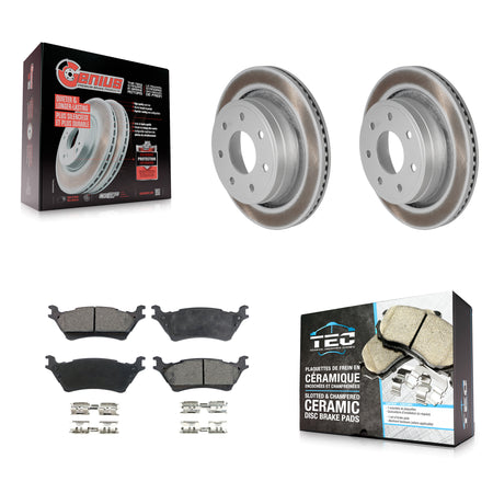 Rear Coated Disc Brake Rotor & Ceramic Pad Kit For 2012-2014 Ford F-150 With 7 Lug Wheels KGT-101376