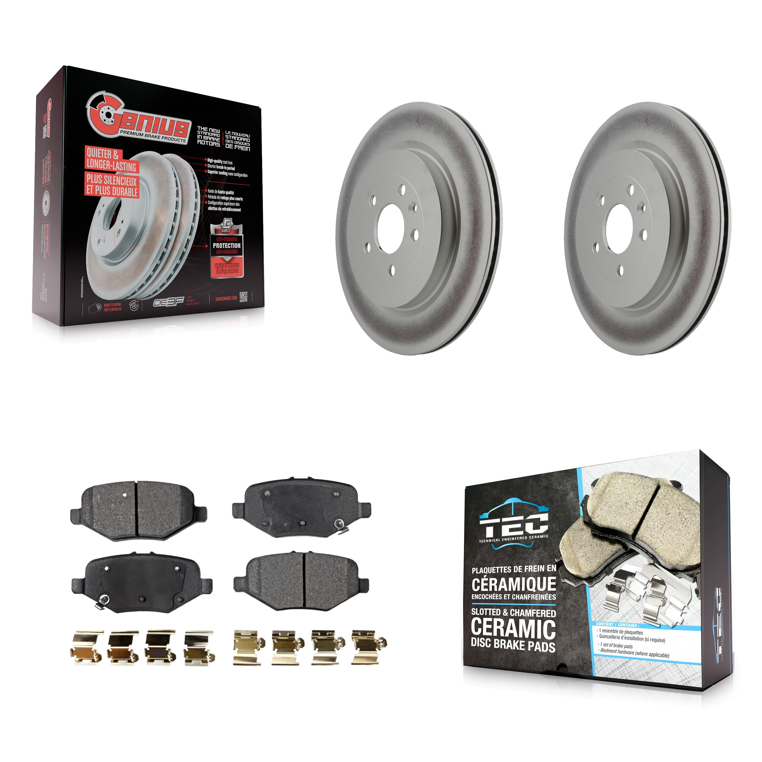 Rear Coated Brake Rotors Ceramic Pad Kit For Ford Explorer Flex Taurus Police Interceptor KGT-101378