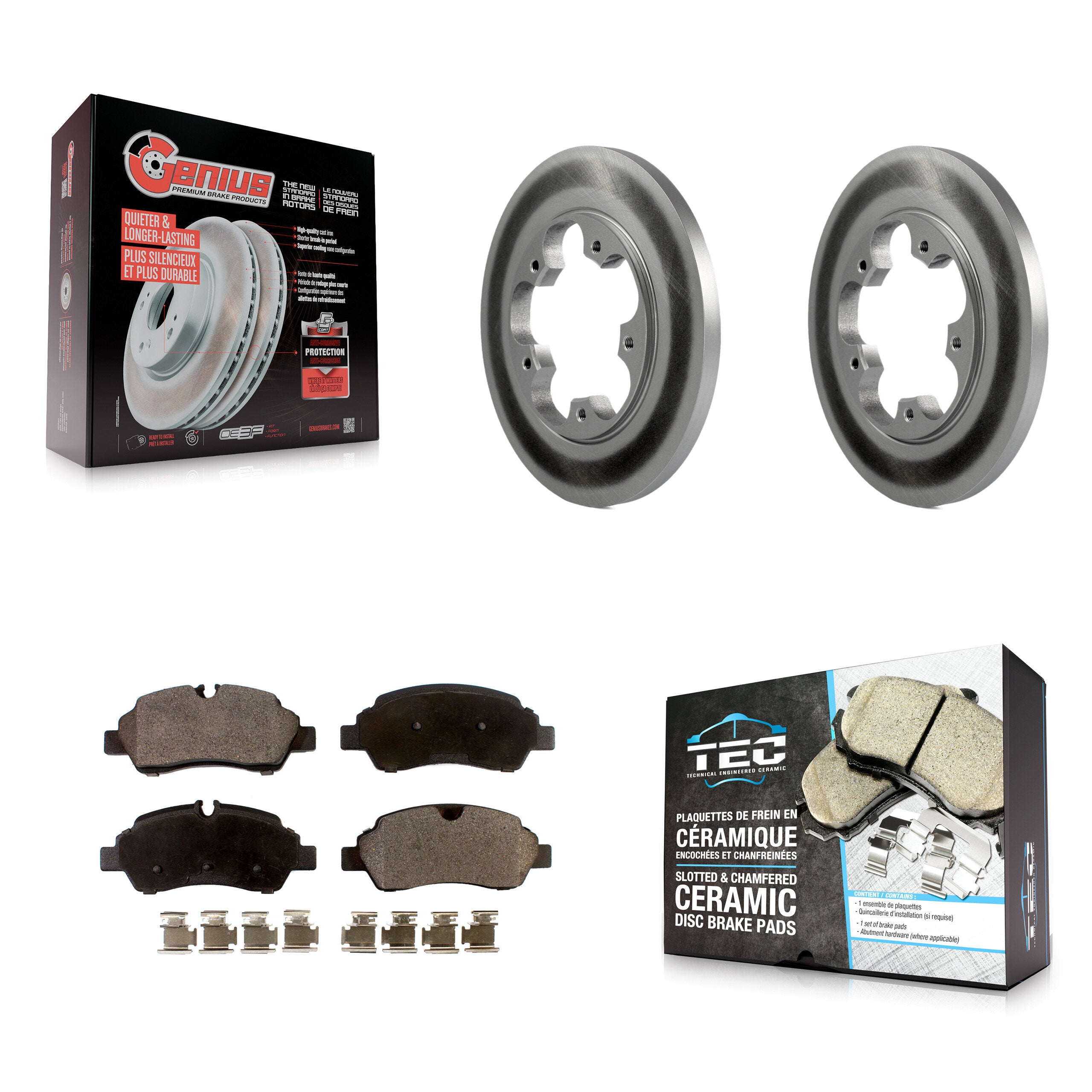 Rear Coated Brake Rotor & Ceramic Pad Kit For Ford Transit-250 Transit-150 Transit-350 HD KGT-101385