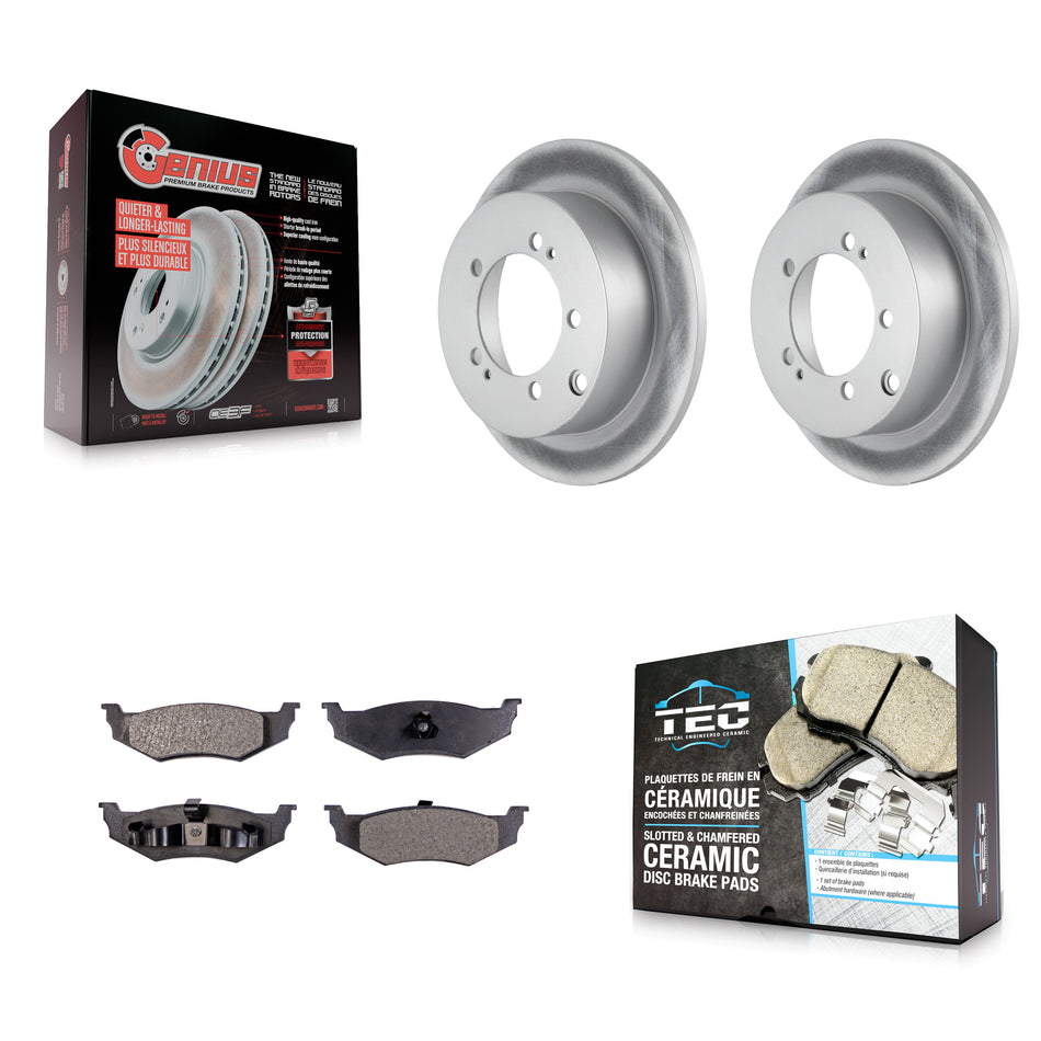 Rear Coat Disc Brake Rotor Ceramic Pad Kit For 2000 Dodge Stratus With 14" Factory Wheels KGT-101390