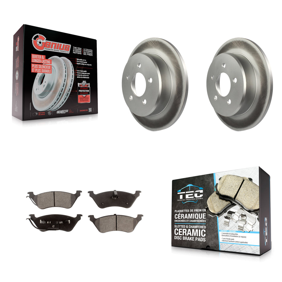 Rear Coated Brake Rotor & Ceramic Pad Kit For Dodge Grand Caravan Chrysler Town Country KGT-101391