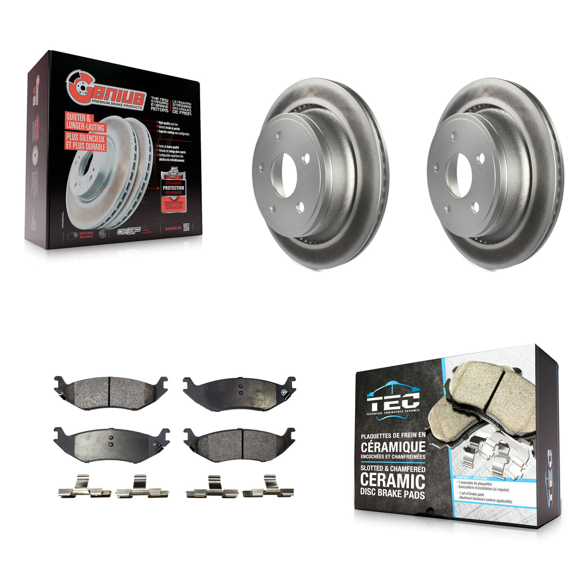 Rear Coated Disc Brake Rotors And Ceramic Pads Kit For Dodge Ram 1500 KGT-101393