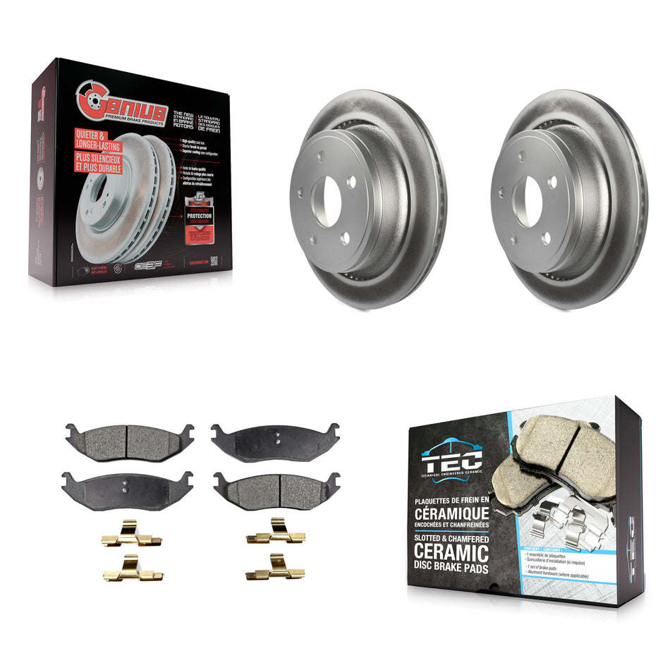 Rear Coated Brake Rotor Ceramic Pad Kit For Ram 1500 Classic Dodge Durango Chrysler Aspen KGT-101394