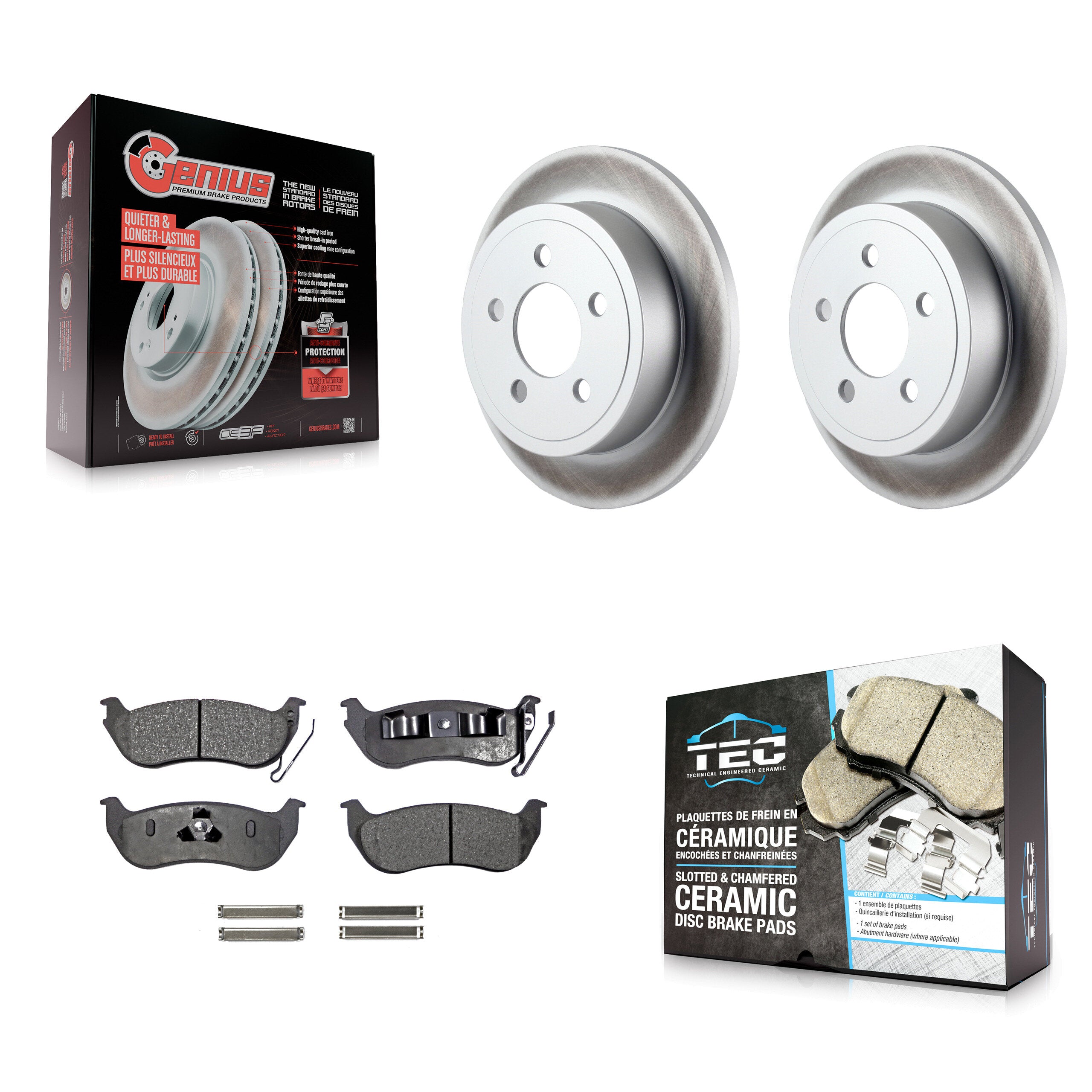 Rear Coated Disc Brake Rotors And Ceramic Pads Kit For Jeep Liberty Wrangler TJ KGT-101395