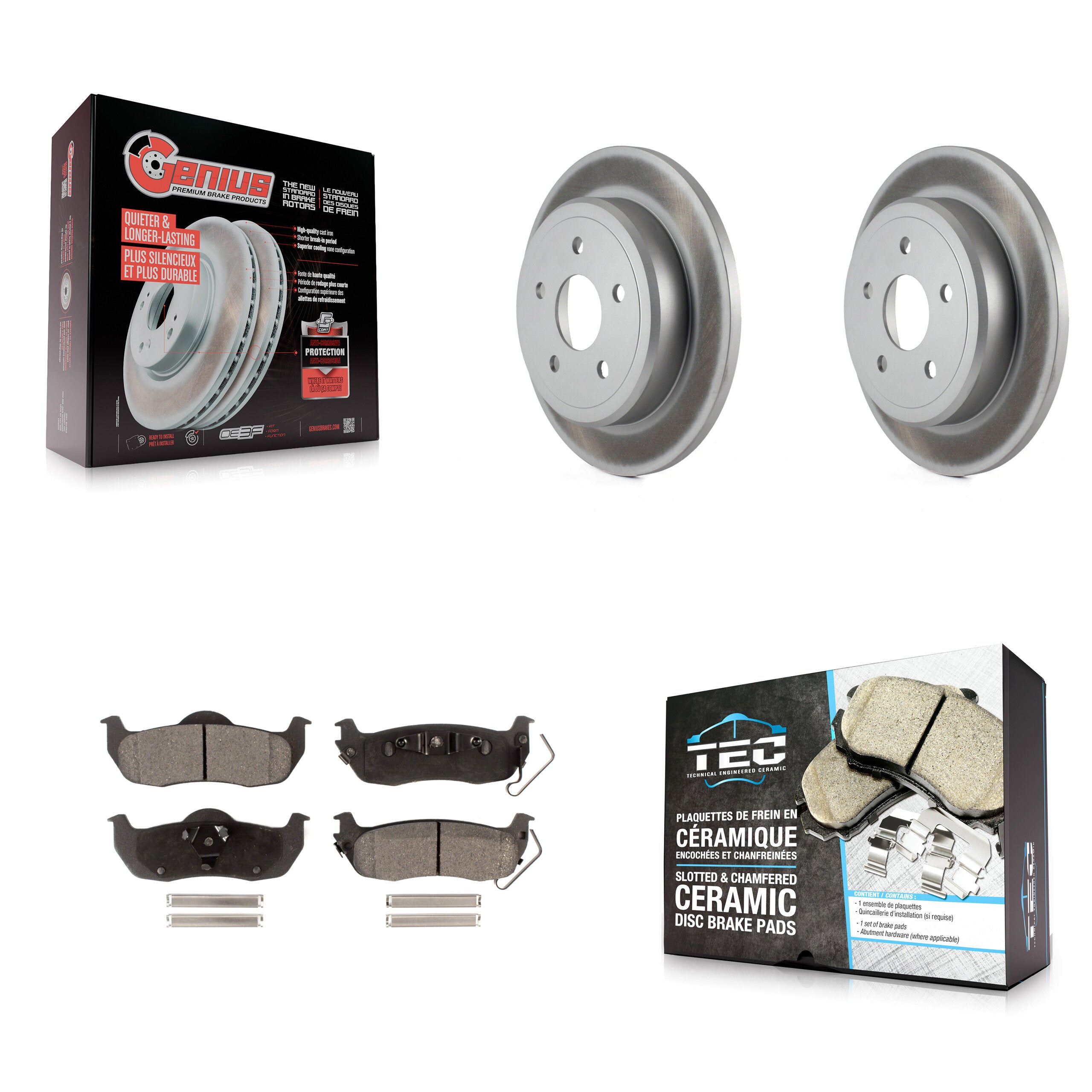 Rear Coated Disc Brake Rotors And Ceramic Pads Kit For Jeep Grand Cherokee Commander KGT-101401