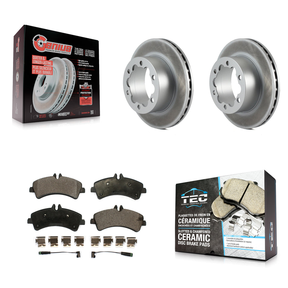 Rear Coat Brake Rotors Ceramic Pad Kit For Sprinter 3500 Mercedes-Benz Dodge Freightliner KGT-101411