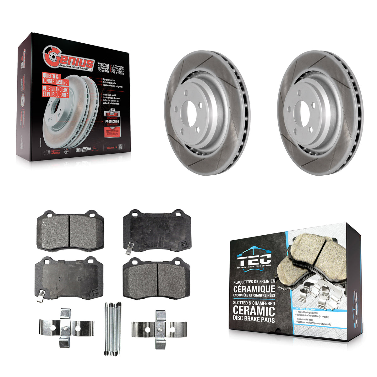 Rear Coated Brake Rotors Ceramic Pad Kit For Dodge Charger Chrysler 300 Challenger Magnum KGT-101417
