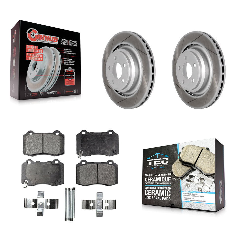 Rear Coated Brake Rotors Ceramic Pad Kit For Dodge Charger Chrysler 300 Challenger Magnum KGT-101417