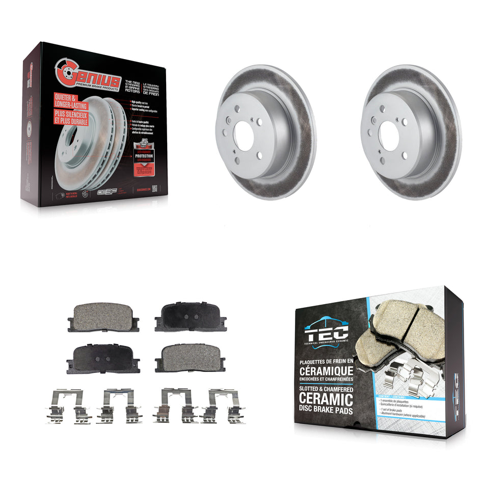 Rear Coated Disc Brake Rotors And Ceramic Pads Kit For 2001-2003 Toyota Highlander AWD KGT-101453