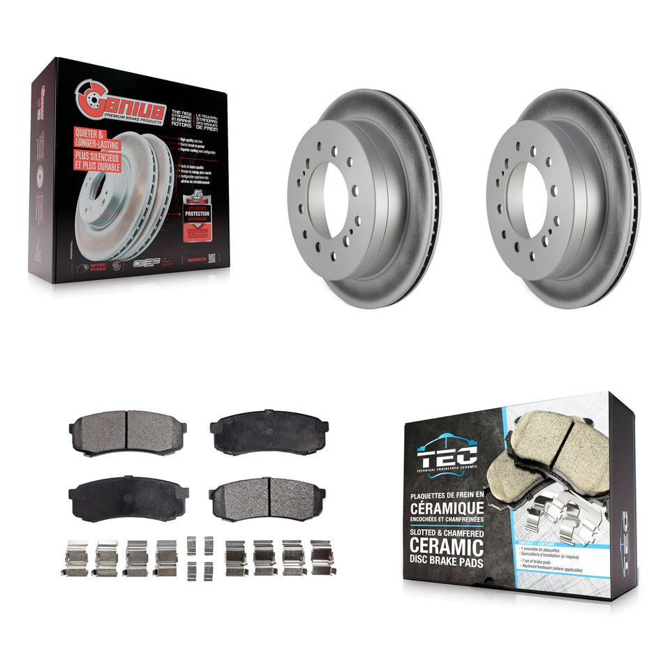 Rear Coated Brake Rotor Ceramic Pad Kit For Toyota 4Runner FJ Cruiser Sequoia Lexus GX470 KGT-101454