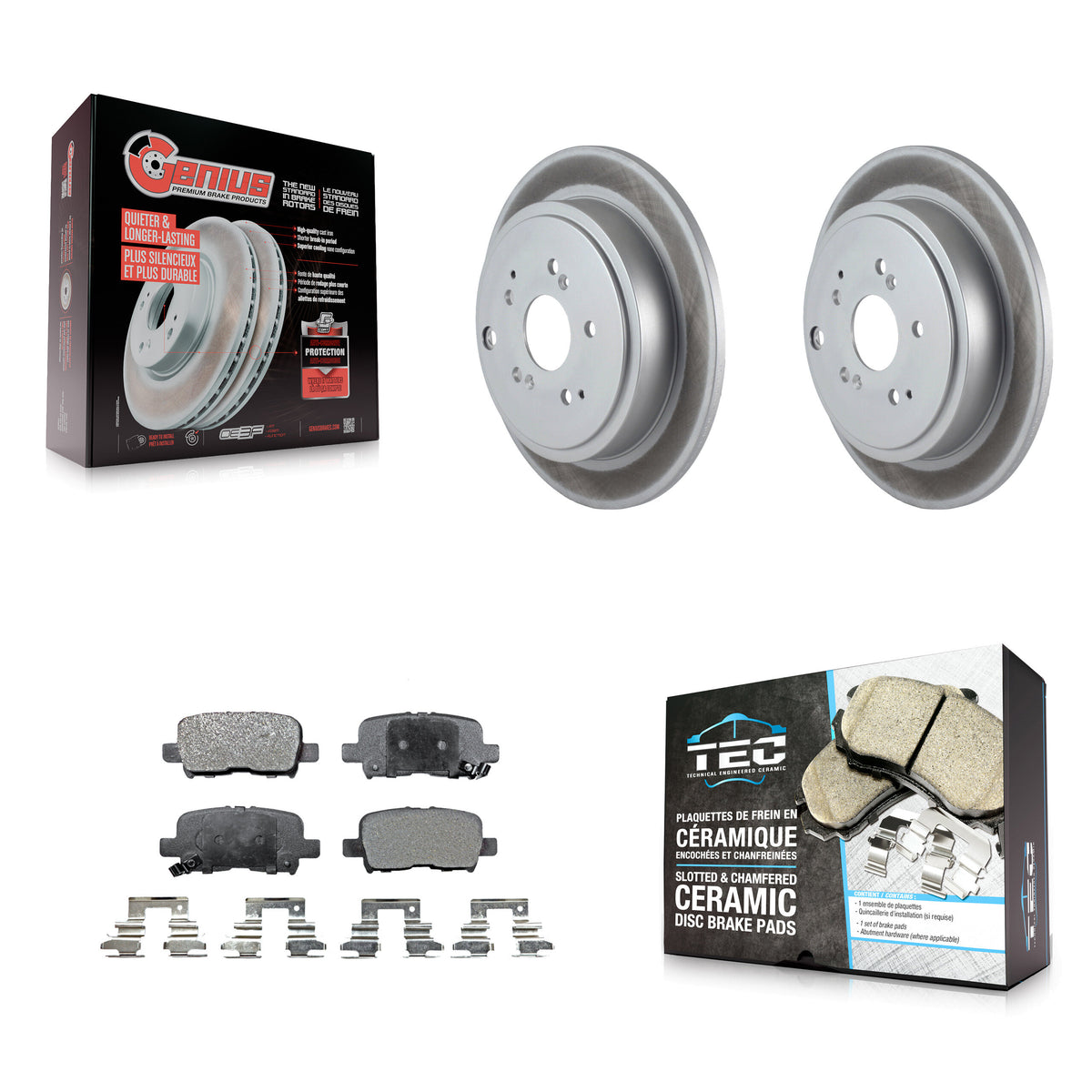 Rear Coated Disc Brake Rotors And Ceramic Pads Kit For Honda Pilot Acura MDX KGT-101461