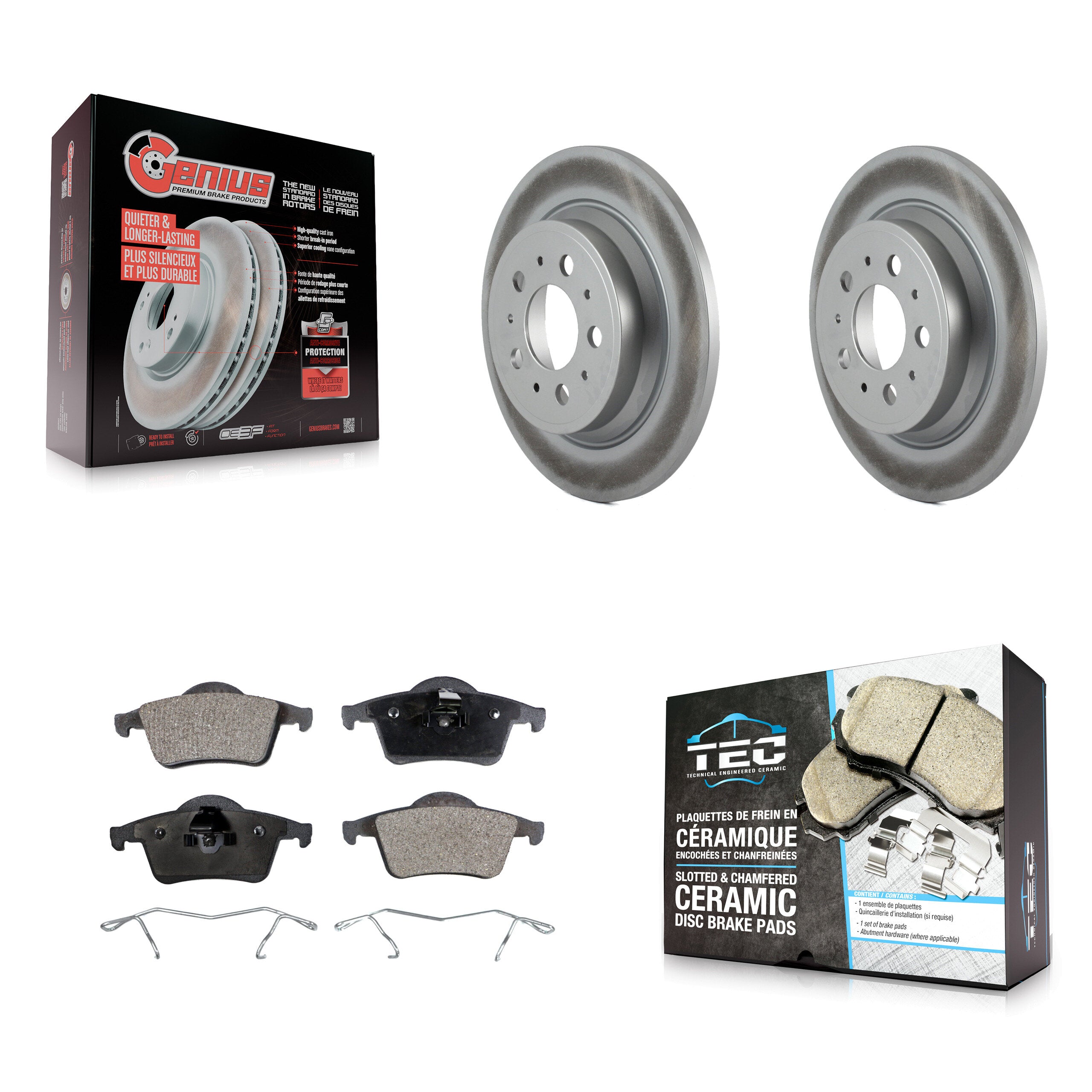 Rear Coated Disc Brake Rotors And Ceramic Pads Kit For Volvo S60 XC70 V70 S80 KGT-101462