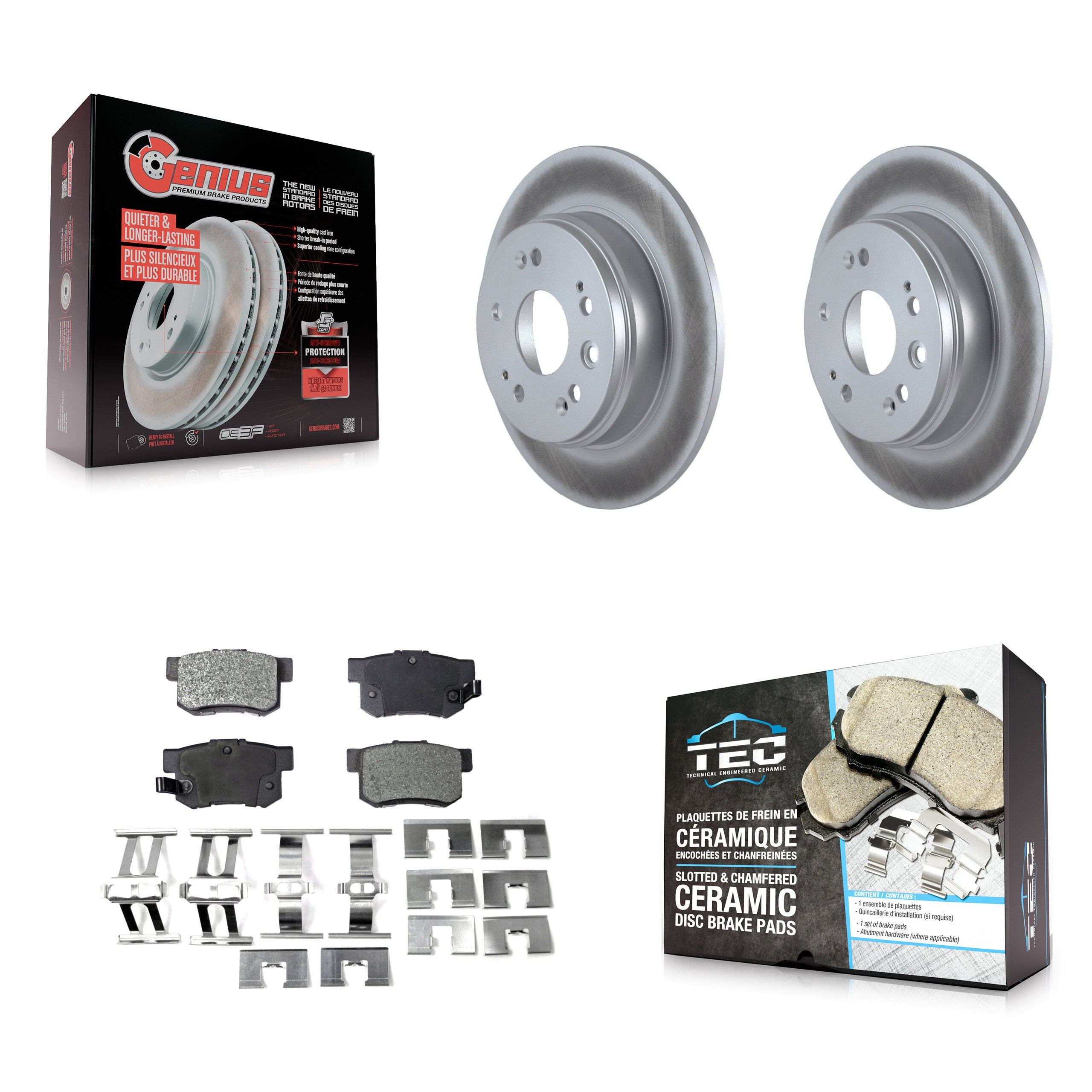 Rear Coated Disc Brake Rotors And Ceramic Pads Kit For 2002-2004 Honda CR-V KGT-101465