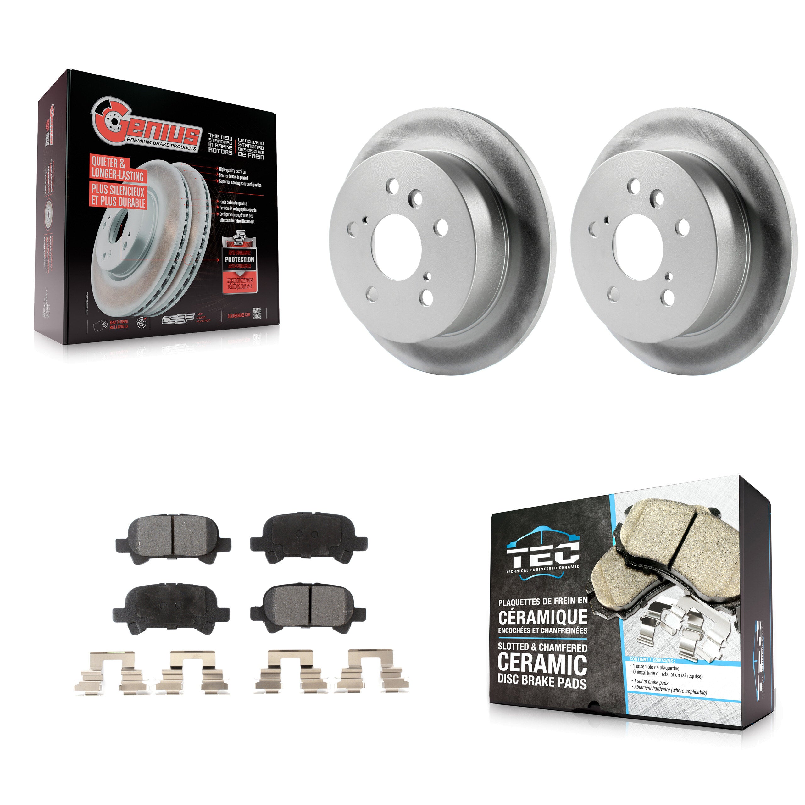 Rear Coated Disc Brake Rotors And Ceramic Pads Kit For Toyota Camry Solara Avalon KGT-101466