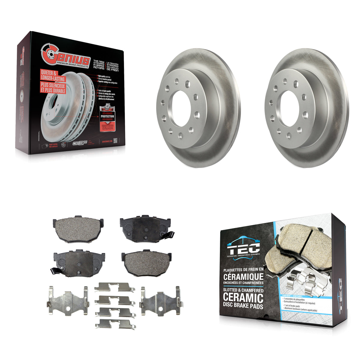 Rear Coated Disc Brake Rotors And Ceramic Pads Kit For 2003-2008 Hyundai Tiburon KGT-101468