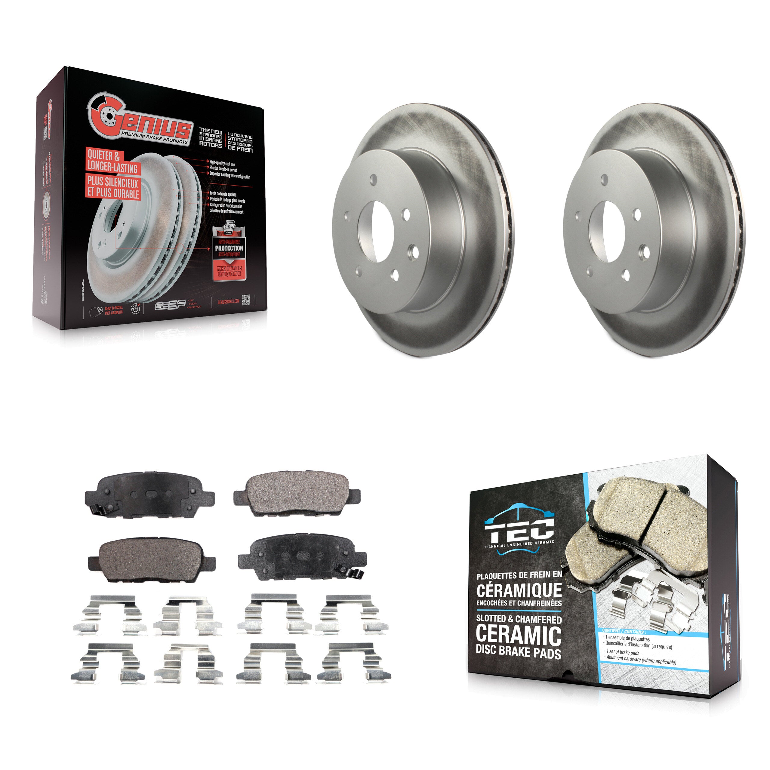 Rear Coated Brake Rotors Ceramic Pad Kit For Nissan Rogue Sport Qashqai LEAF Juke X-Trail KGT-101475