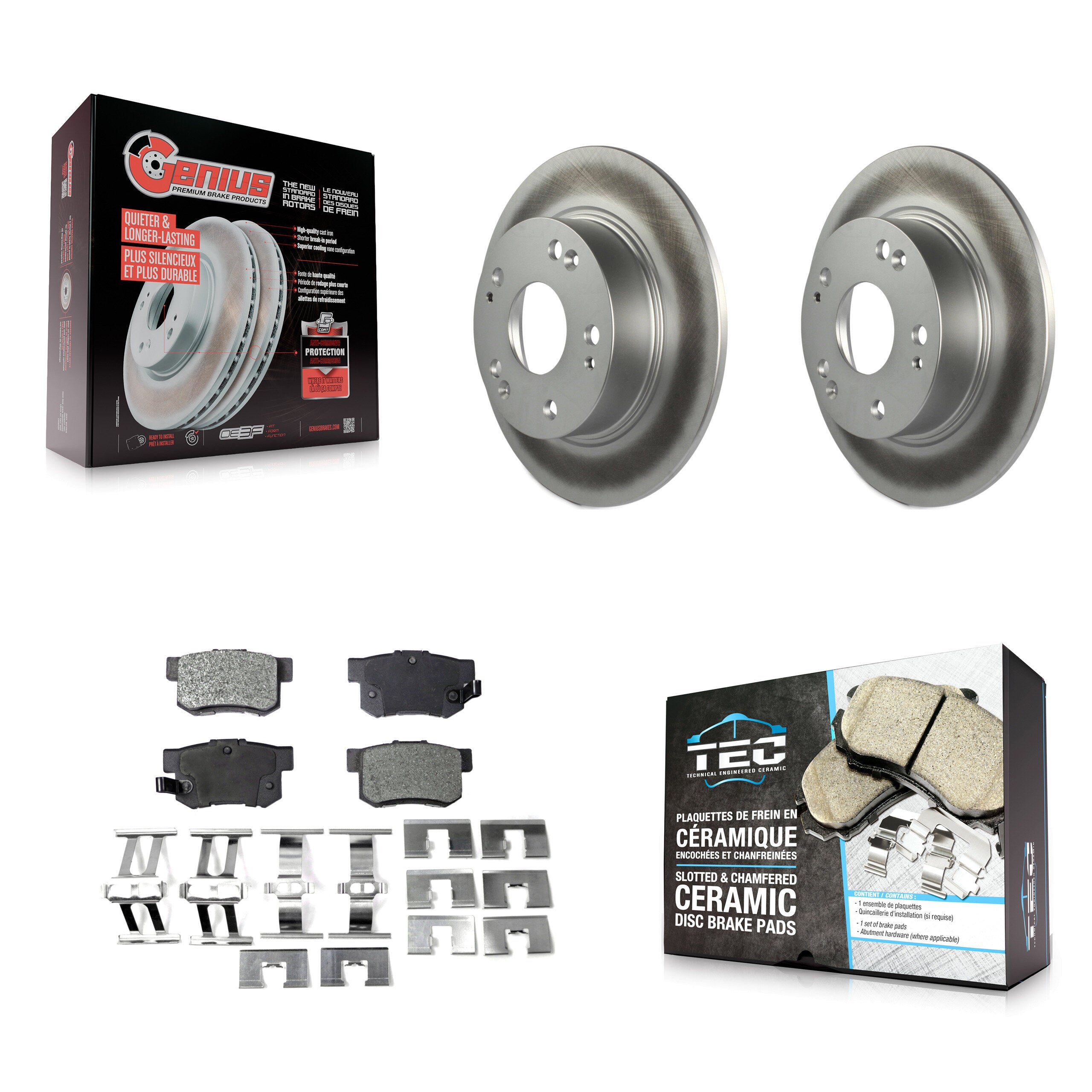 Rear Coated Disc Brake Rotors And Ceramic Pads Kit For Honda Accord Acura TSX KGT-101478
