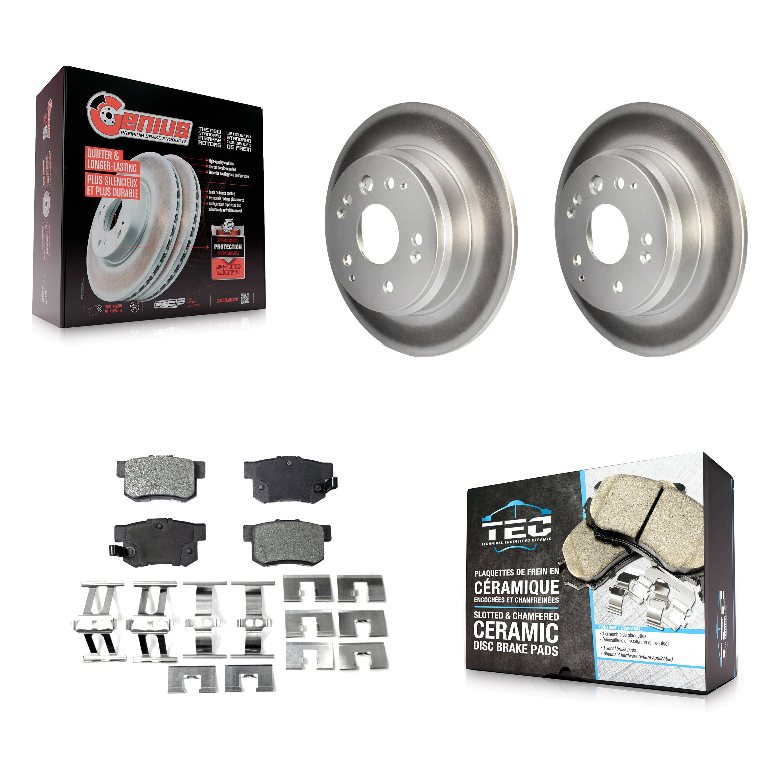Rear Coated Disc Brake Rotors And Ceramic Pads Kit For Acura TL Honda Element KGT-101479