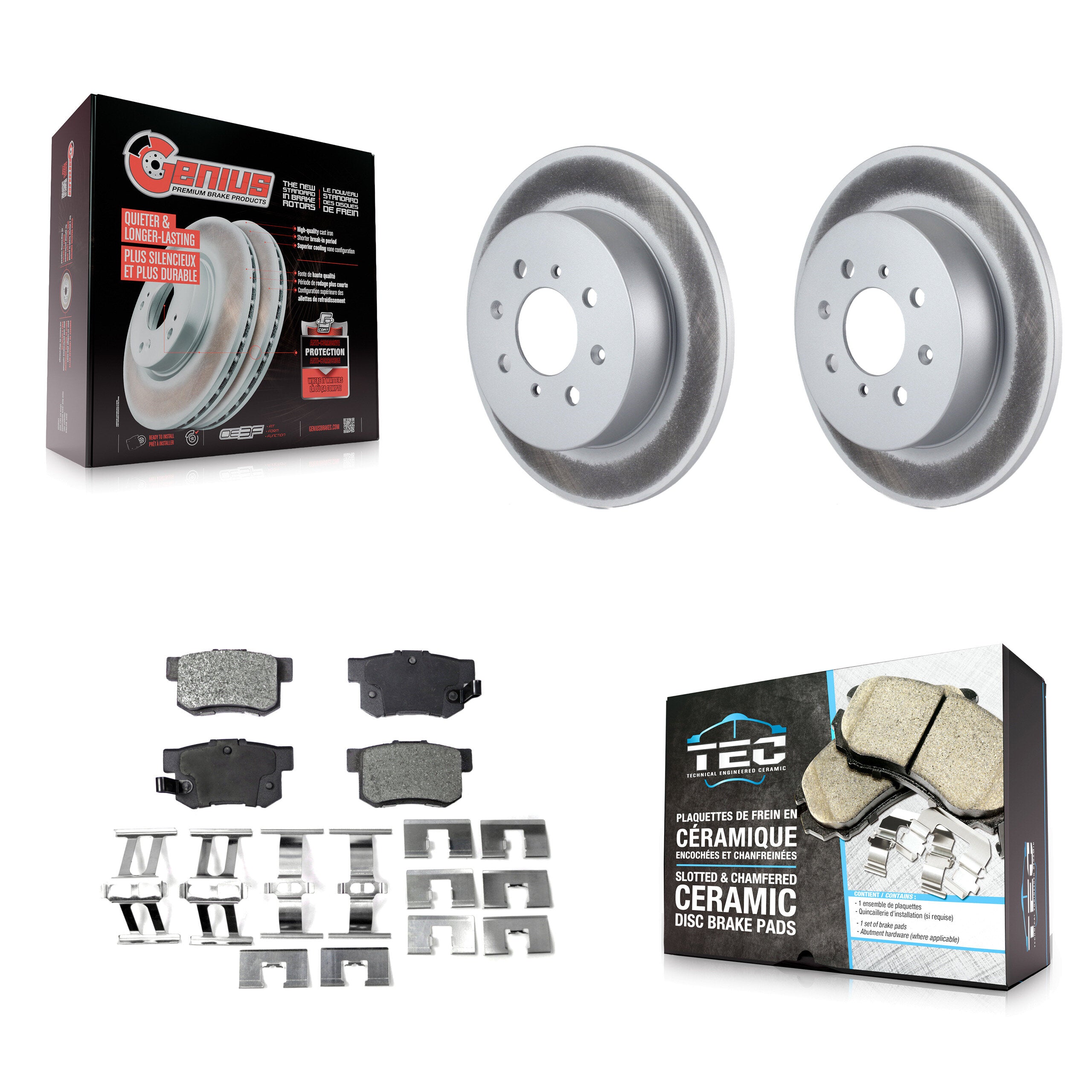 Rear Coated Disc Brake Rotors And Ceramic Pads Kit For Honda Civic Acura EL KGT-101484