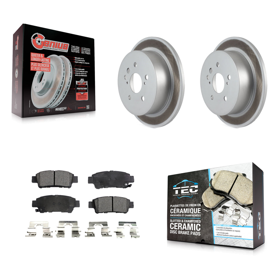 Rear Coated Disc Brake Rotors And Ceramic Pads Kit For 2004-2010 Toyota Sienna KGT-101491