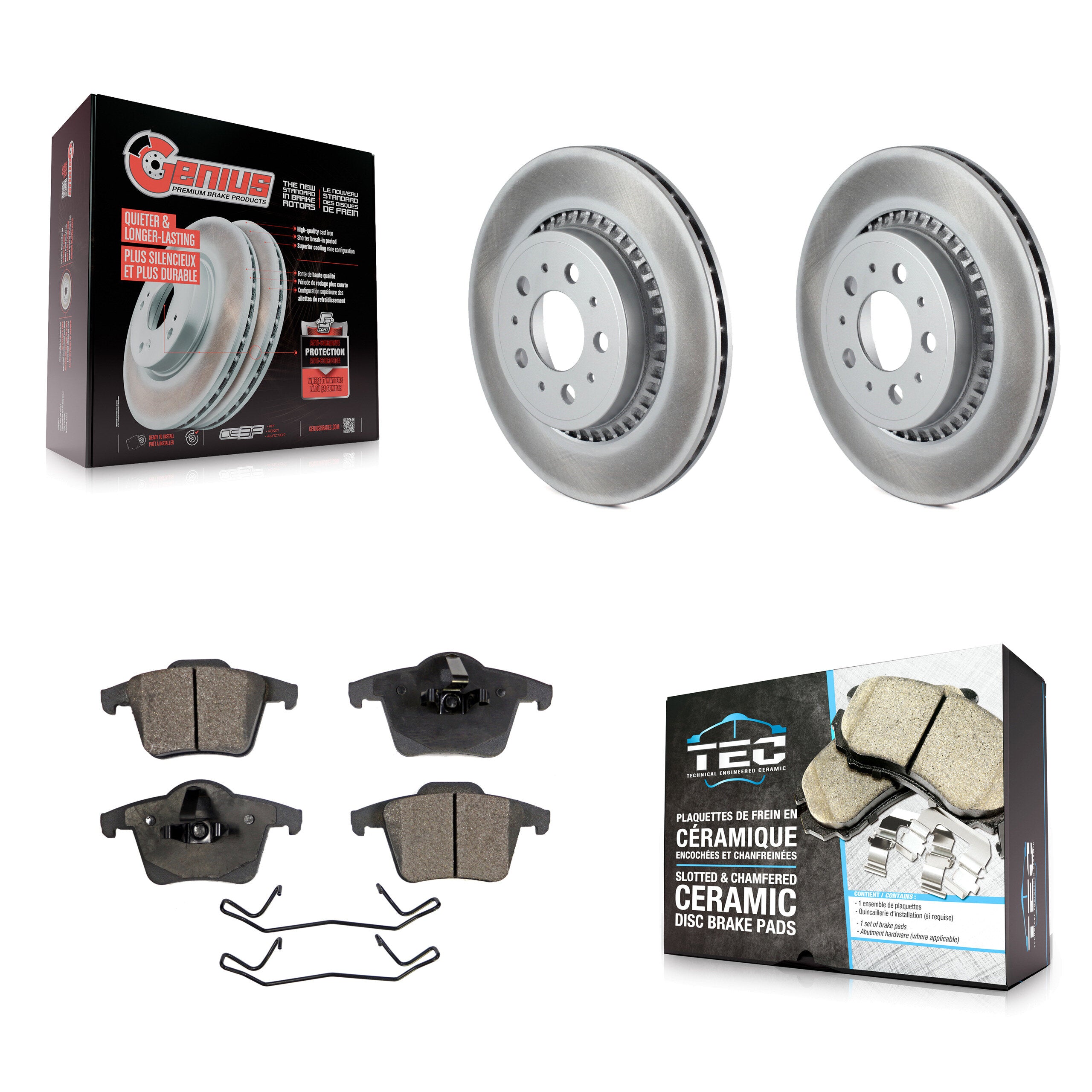 Rear Coated Disc Brake Rotors And Ceramic Pads Kit For 2003-2014 Volvo XC90 KGT-101496