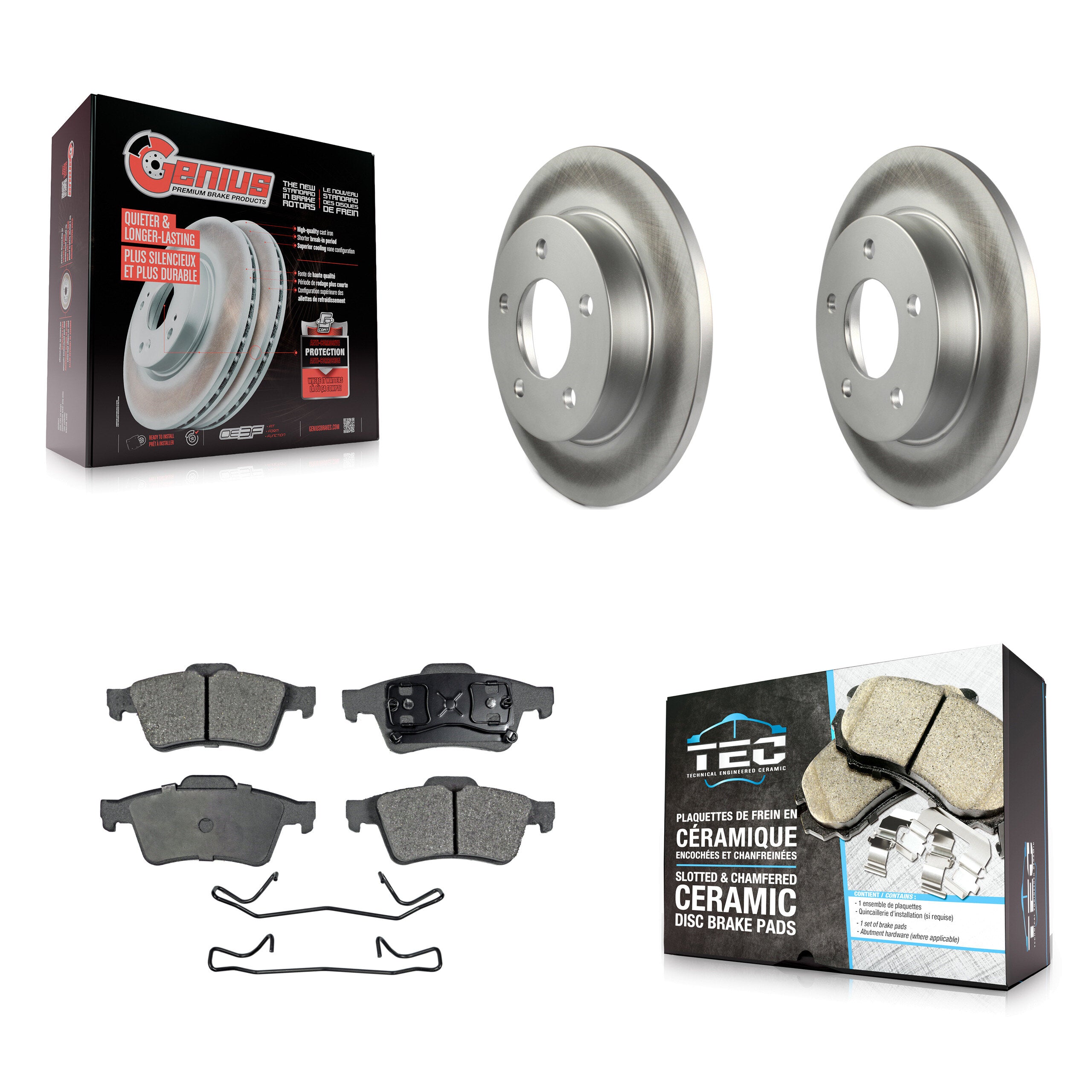 Rear Coated Disc Brake Rotors And Ceramic Pads Kit For 2004-2005 Mazda 3 2.0L KGT-101498