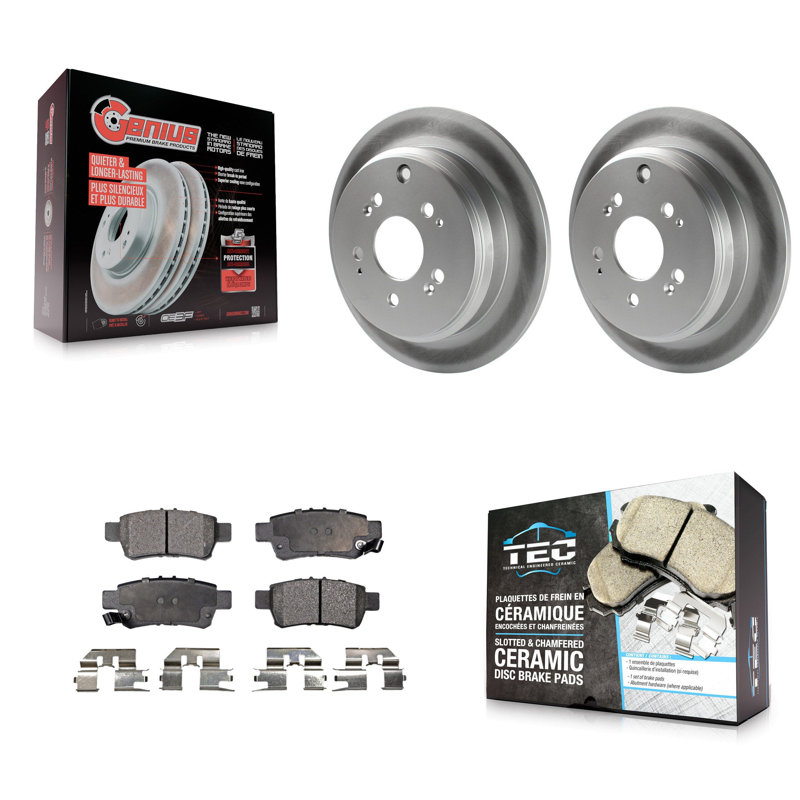 Rear Coated Disc Brake Rotors And Ceramic Pads Kit For 2005-2010 Honda Odyssey KGT-101500