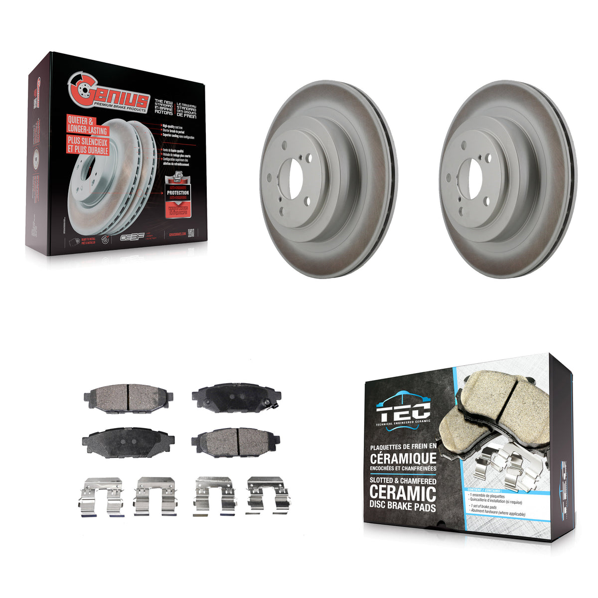 Rear Coated Disc Brake Rotors And Ceramic Pads Kit For Subaru Legacy KGT-101512