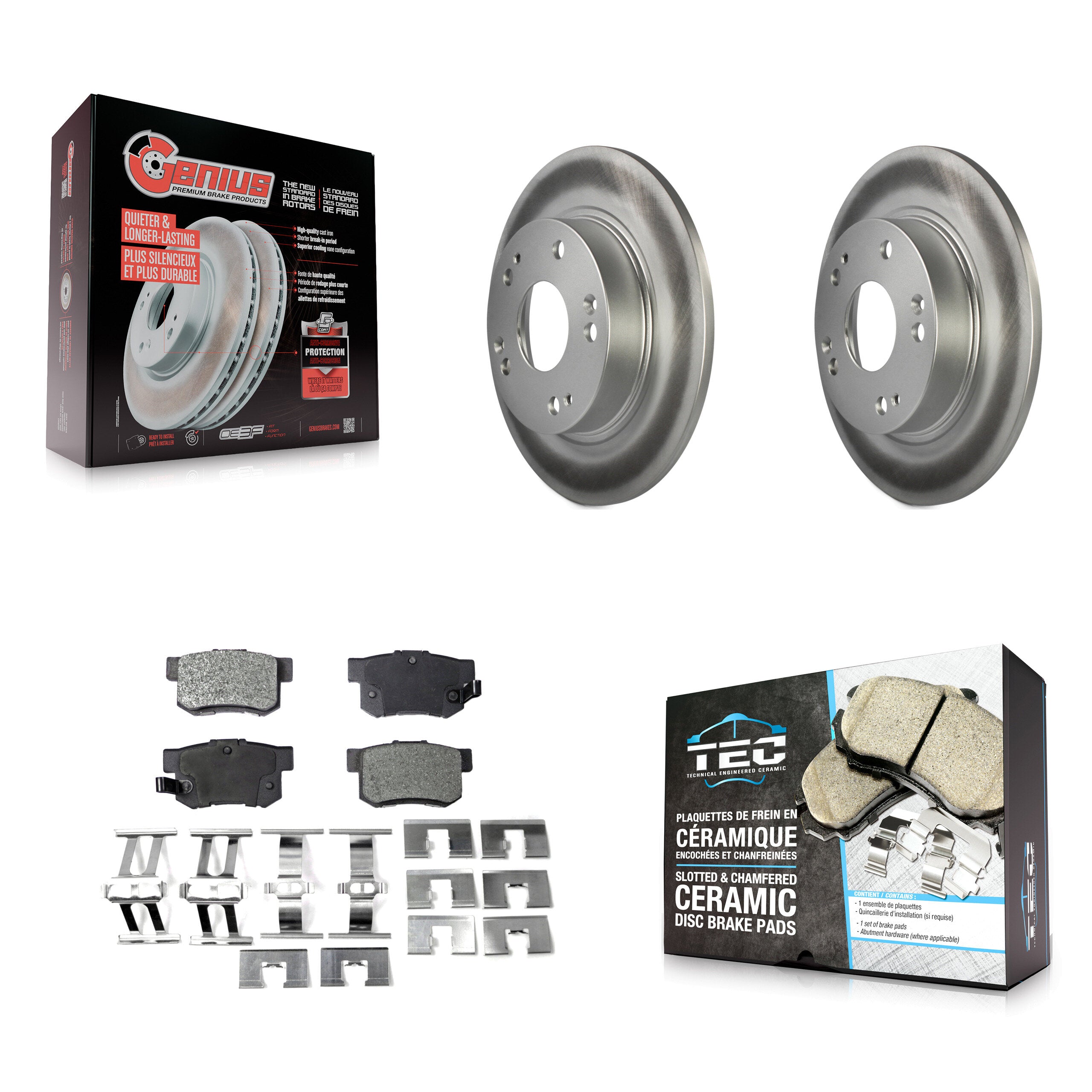 Rear Coated Disc Brake Rotors And Ceramic Pads Kit For Honda Civic Acura CSX ILX KGT-101523