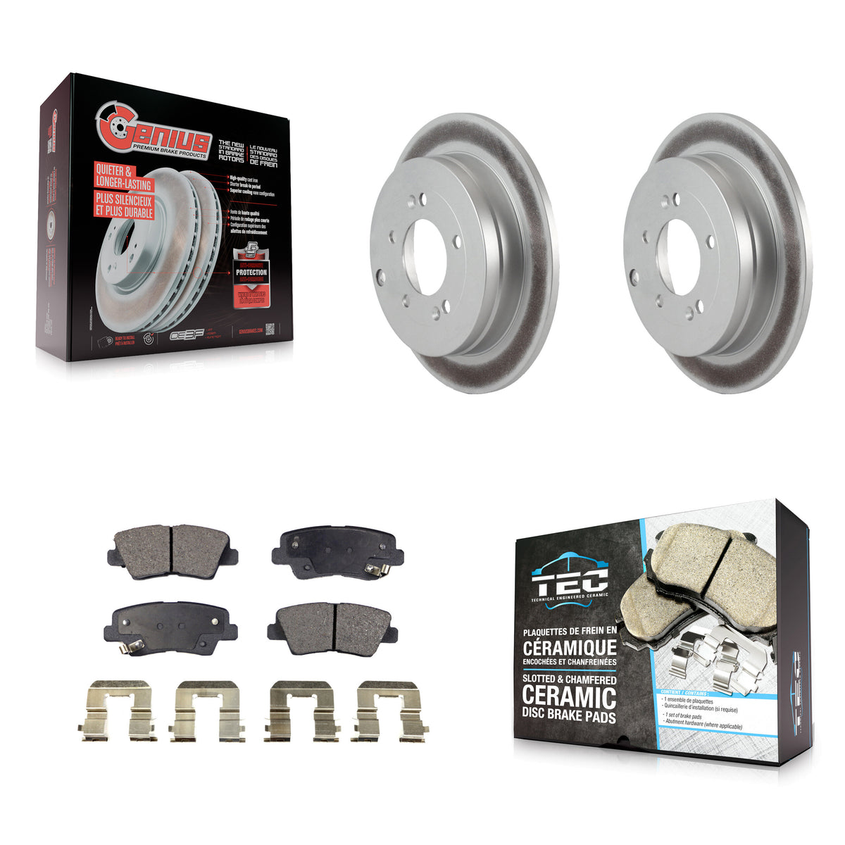 Rear Coated Disc Brake Rotors And Ceramic Pads Kit For Kia Amanti Hyundai Azera KGT-101524