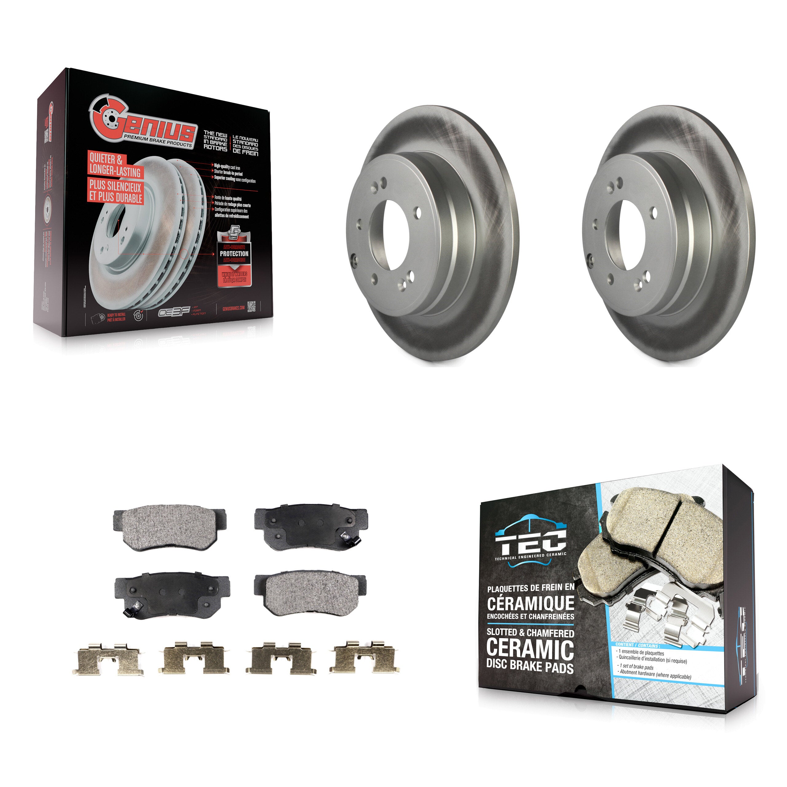 Rear Coated Disc Brake Rotors And Ceramic Pads Kit For Hyundai Sonata 3.3L KGT-101529