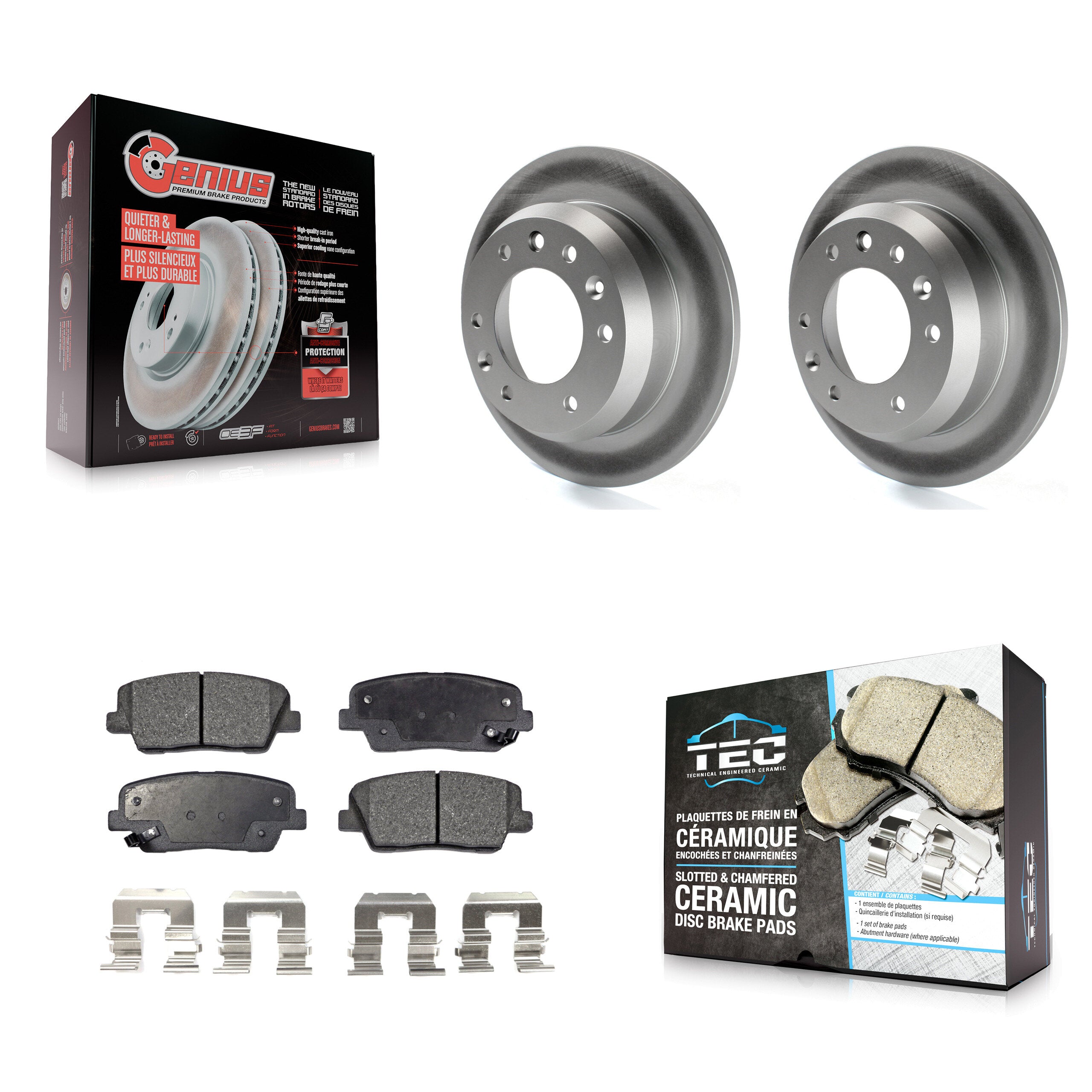 Rear Coated Disc Brake Rotors And Ceramic Pads Kit For Kia Sedona Hyundai Entourage KGT-101536