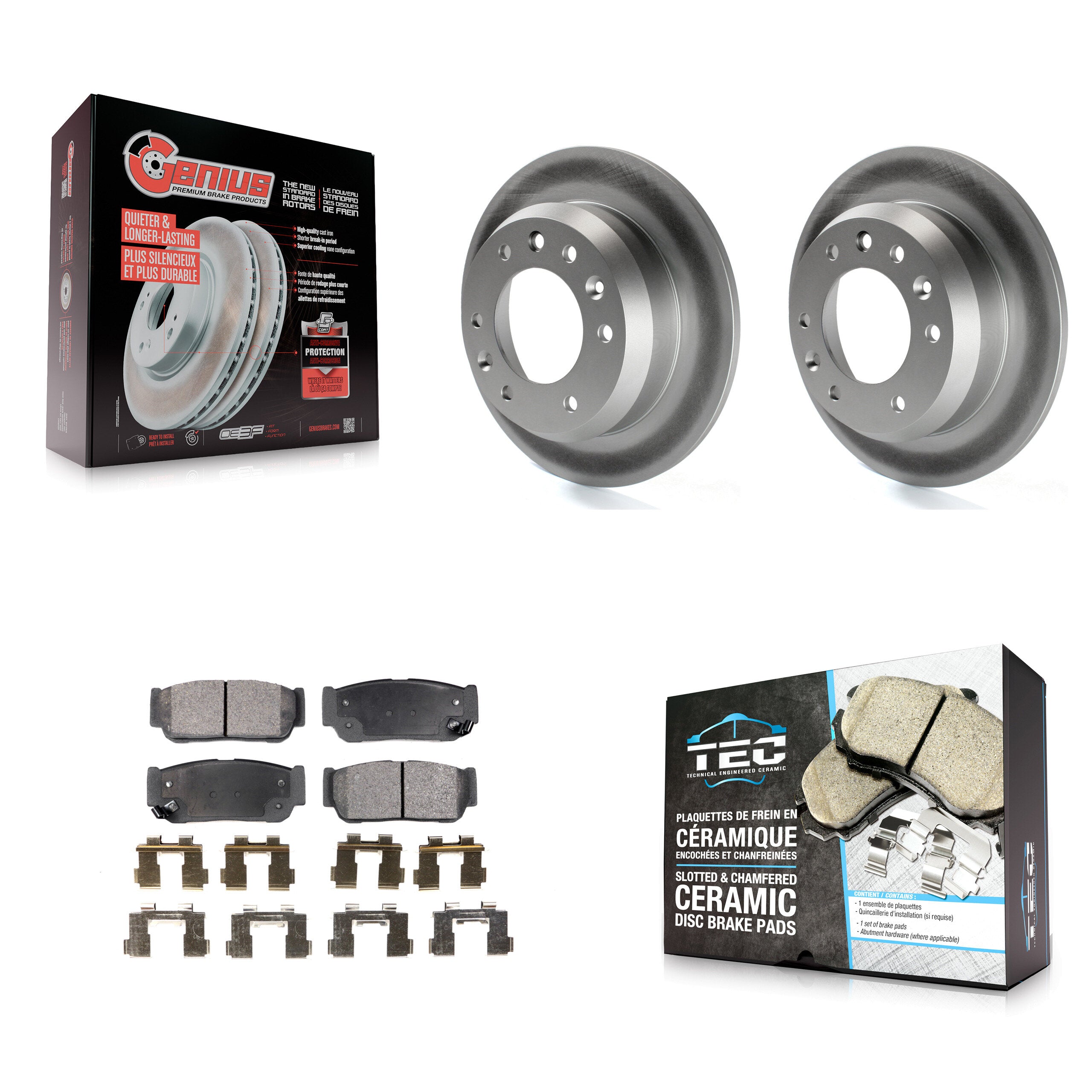 Rear Coated Disc Brake Rotor Ceramic Pad Kit For Hyundai Entourage Kia Sedona To 04/27/06 KGT-101537