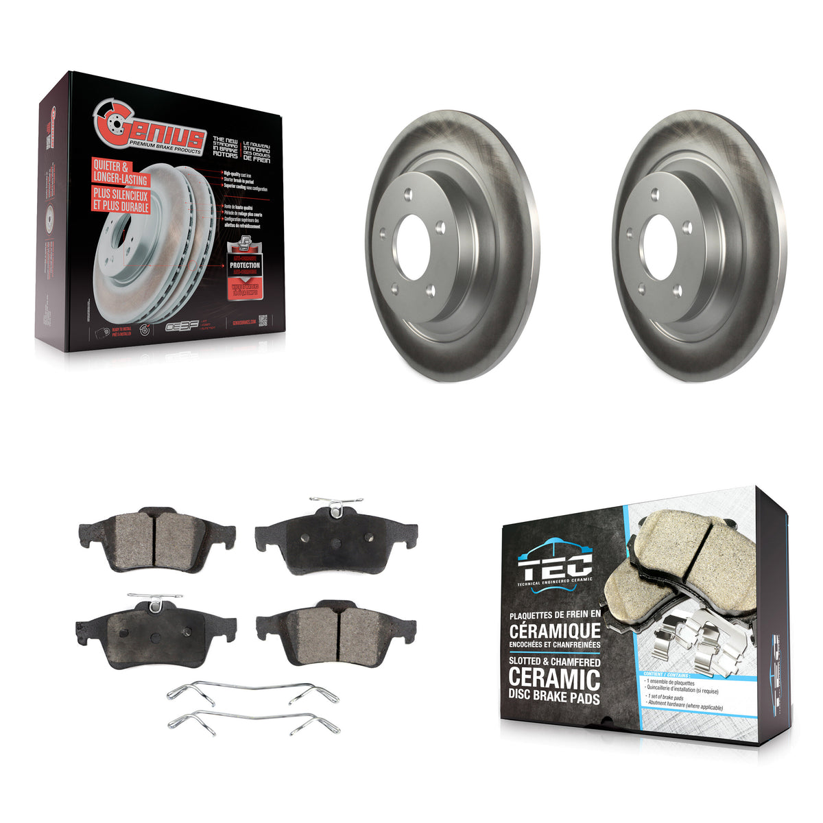 Rear Coated Disc Brake Rotors And Ceramic Pads Kit For Mazda 5 KGT-101540