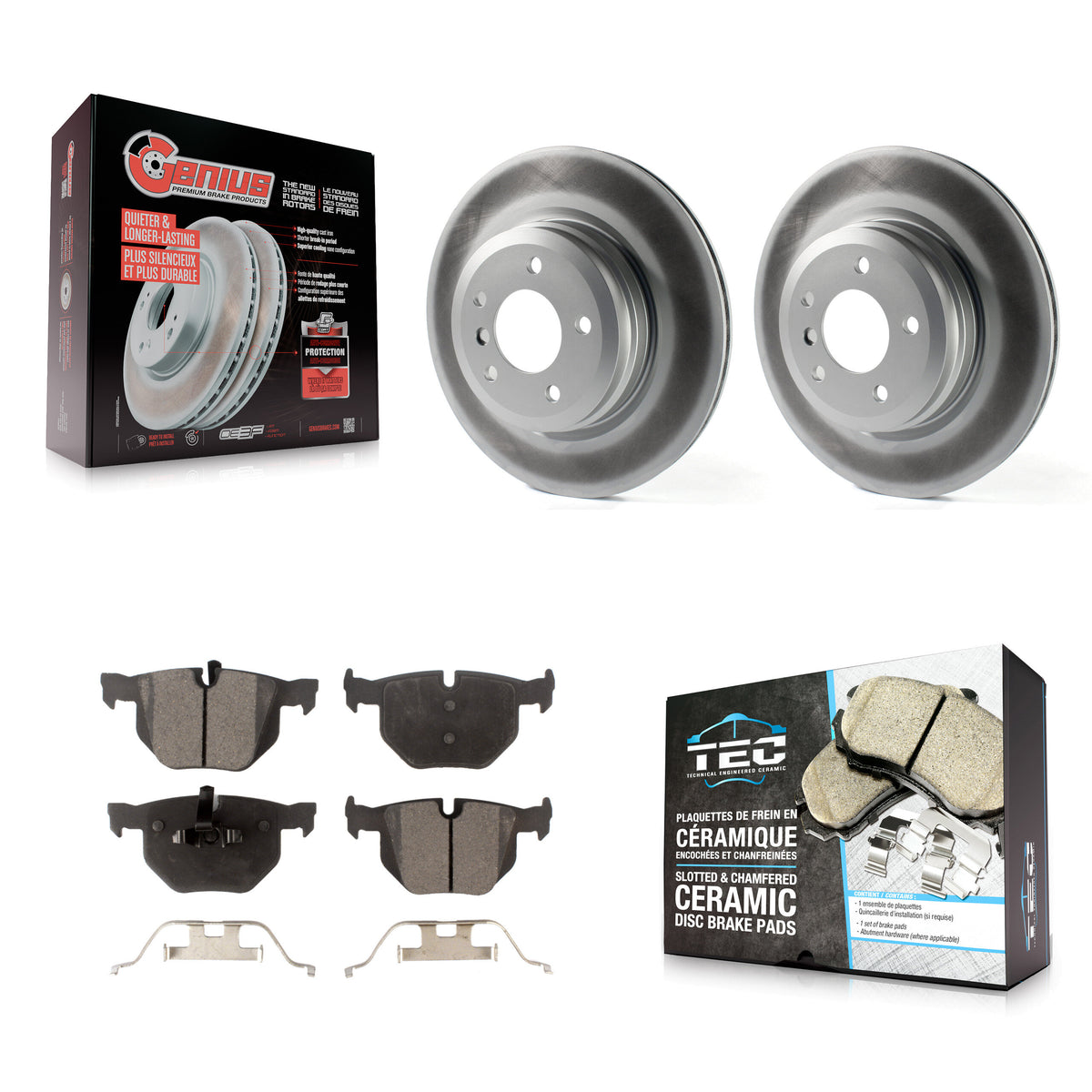 Rear Coat Brake Rotors Ceramic Pad Kit For BMW X1 335i xDrive 335xi 330i 330xi 335is 335d KGT-101545