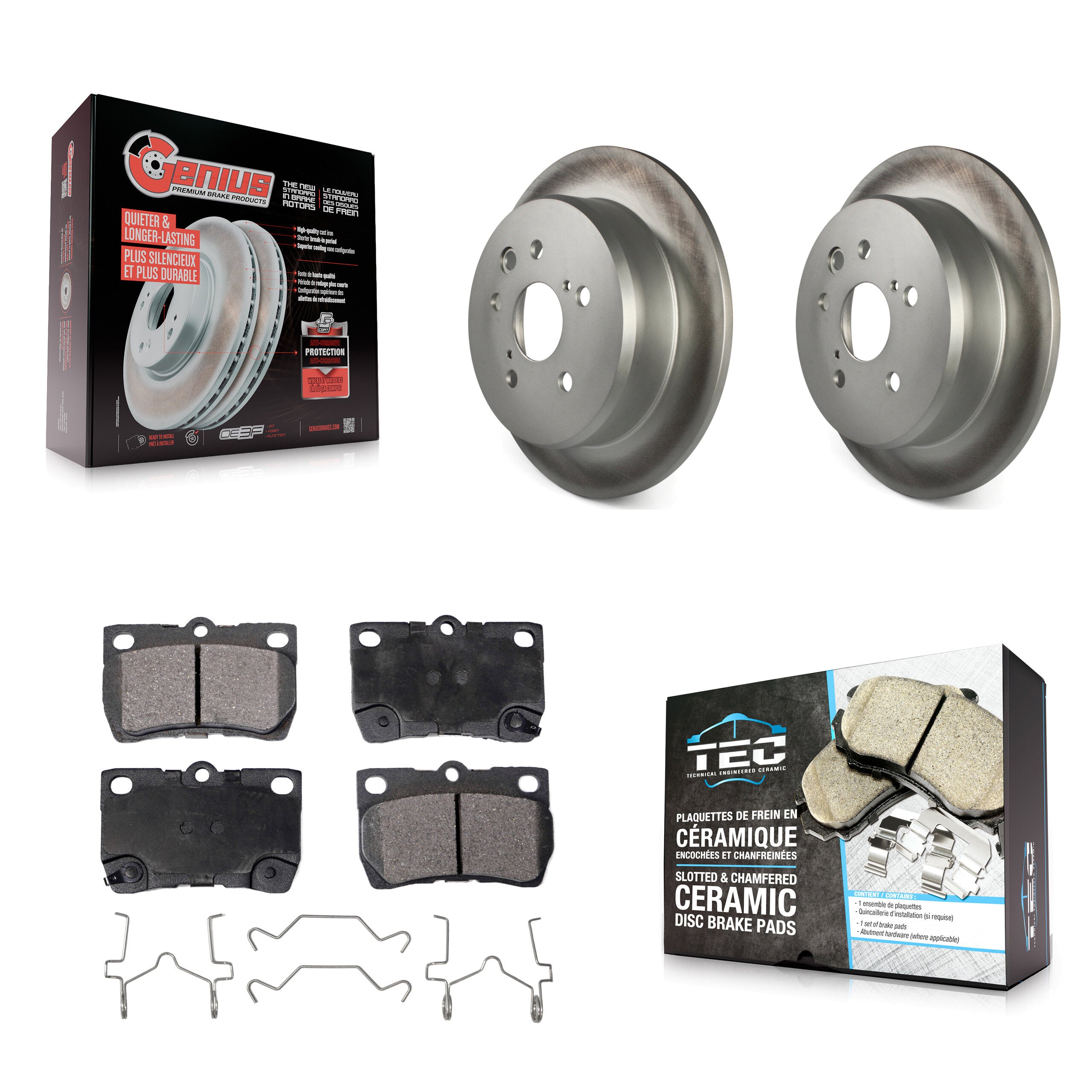 Rear Coated Disc Brake Rotors And Ceramic Pads Kit For Lexus IS250 KGT-101548