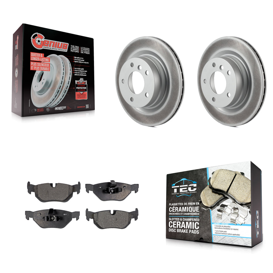 Rear Coated Disc Brake Rotors And Ceramic Pads Kit For BMW 323i 328i 325i KGT-101550