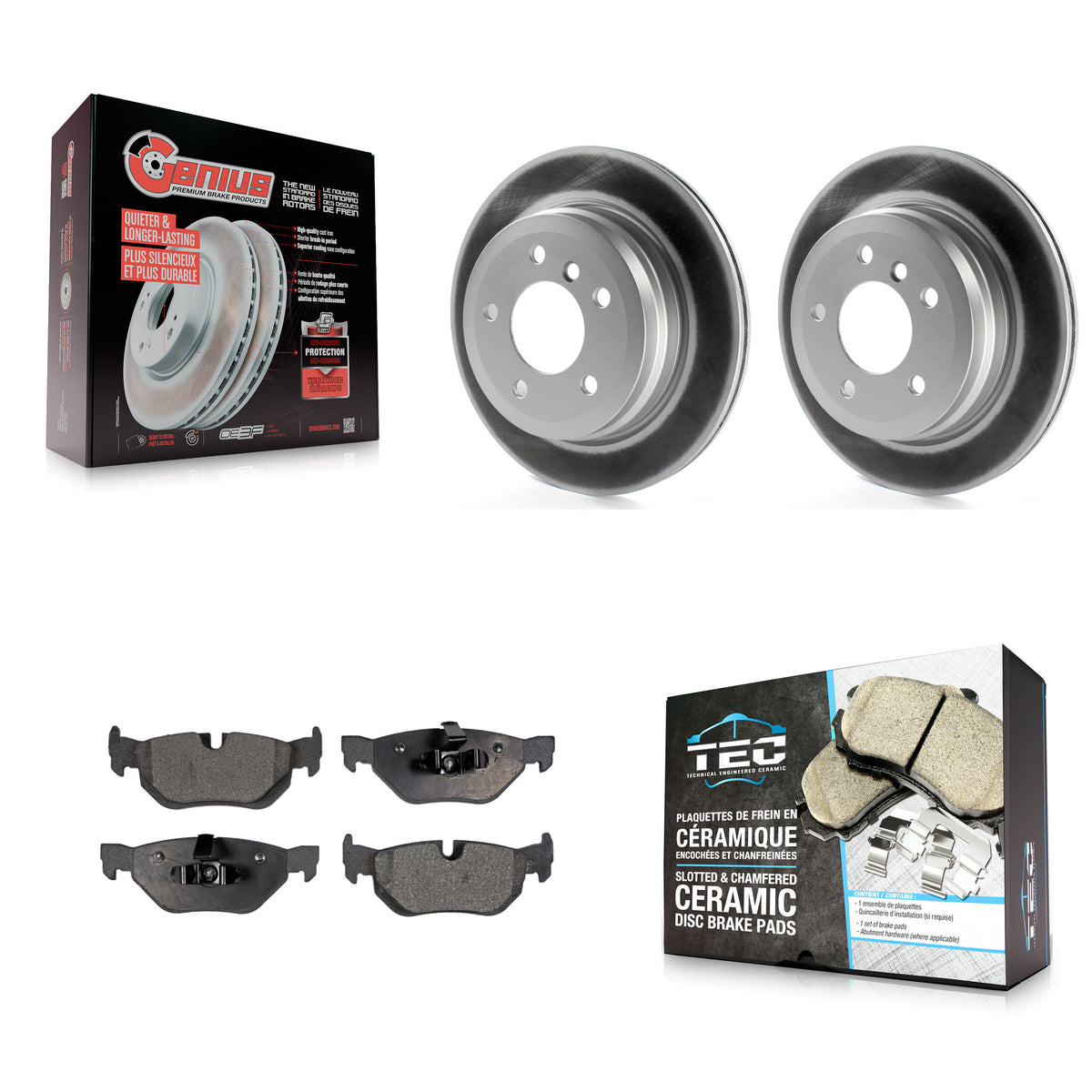 Rear Coated Disc Brake Rotors And Ceramic Pads Kit For BMW 328i xDrive X1 328xi 325xi KGT-101552