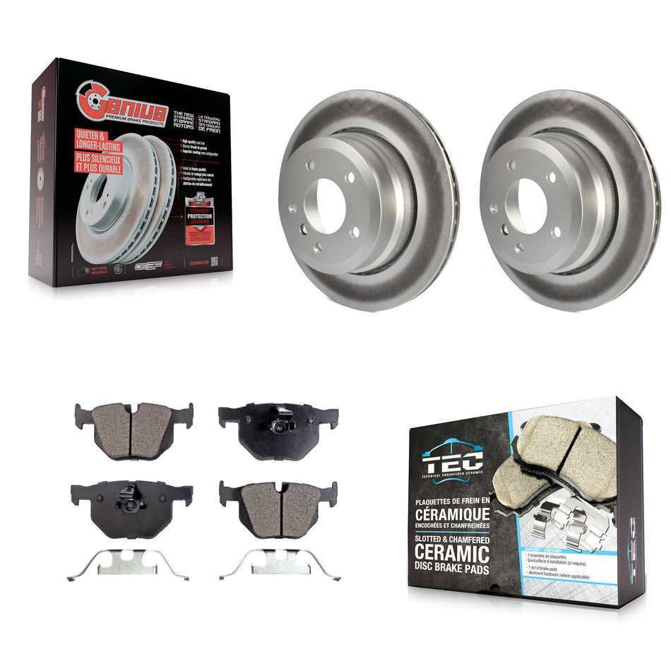 Rear Coated Brake Rotors Ceramic Pad Kit For BMW 530xi 528i xDrive 535i 535xi 528xi 525xi KGT-101553