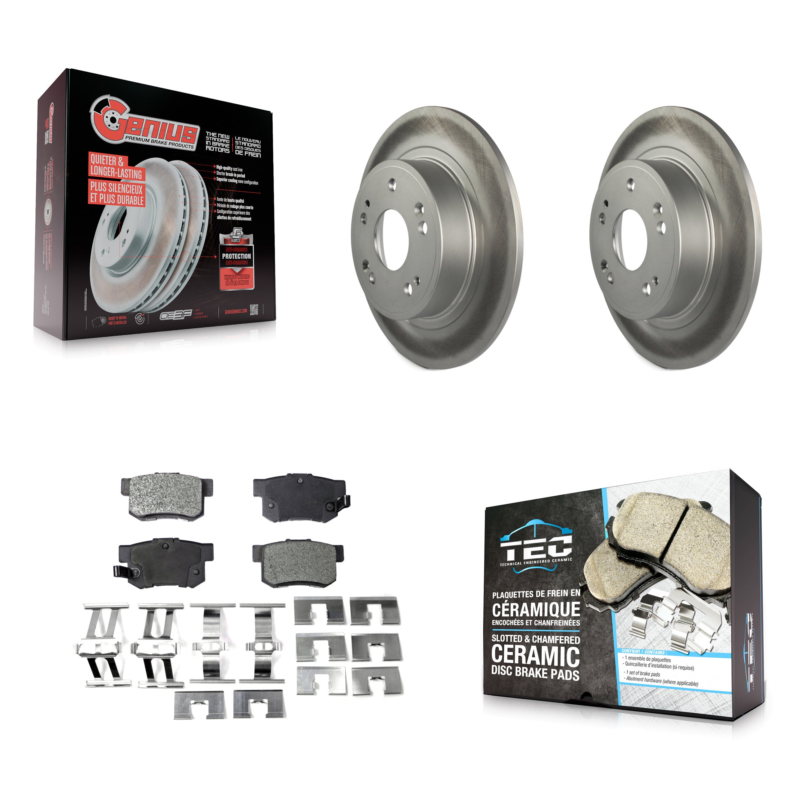 Rear Coated Disc Brake Rotors And Ceramic Pads Kit For Honda Accord Acura ILX KGT-101563