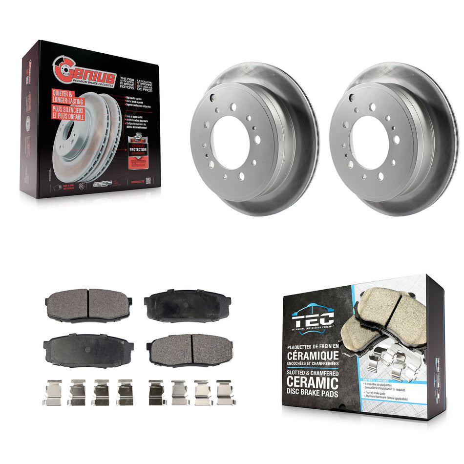 Rear Coat Brake Rotors Ceramic Pad Kit For Toyota Tundra Sequoia Lexus LX570 Land Cruiser KGT-101565