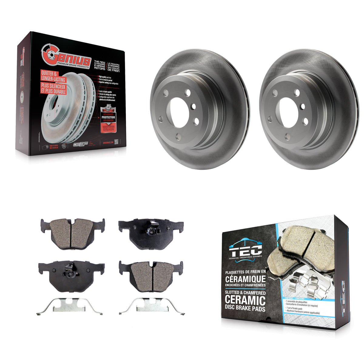 Rear Coated Disc Brake Rotors And Ceramic Pads Kit For BMW X5 X6 KGT-101566