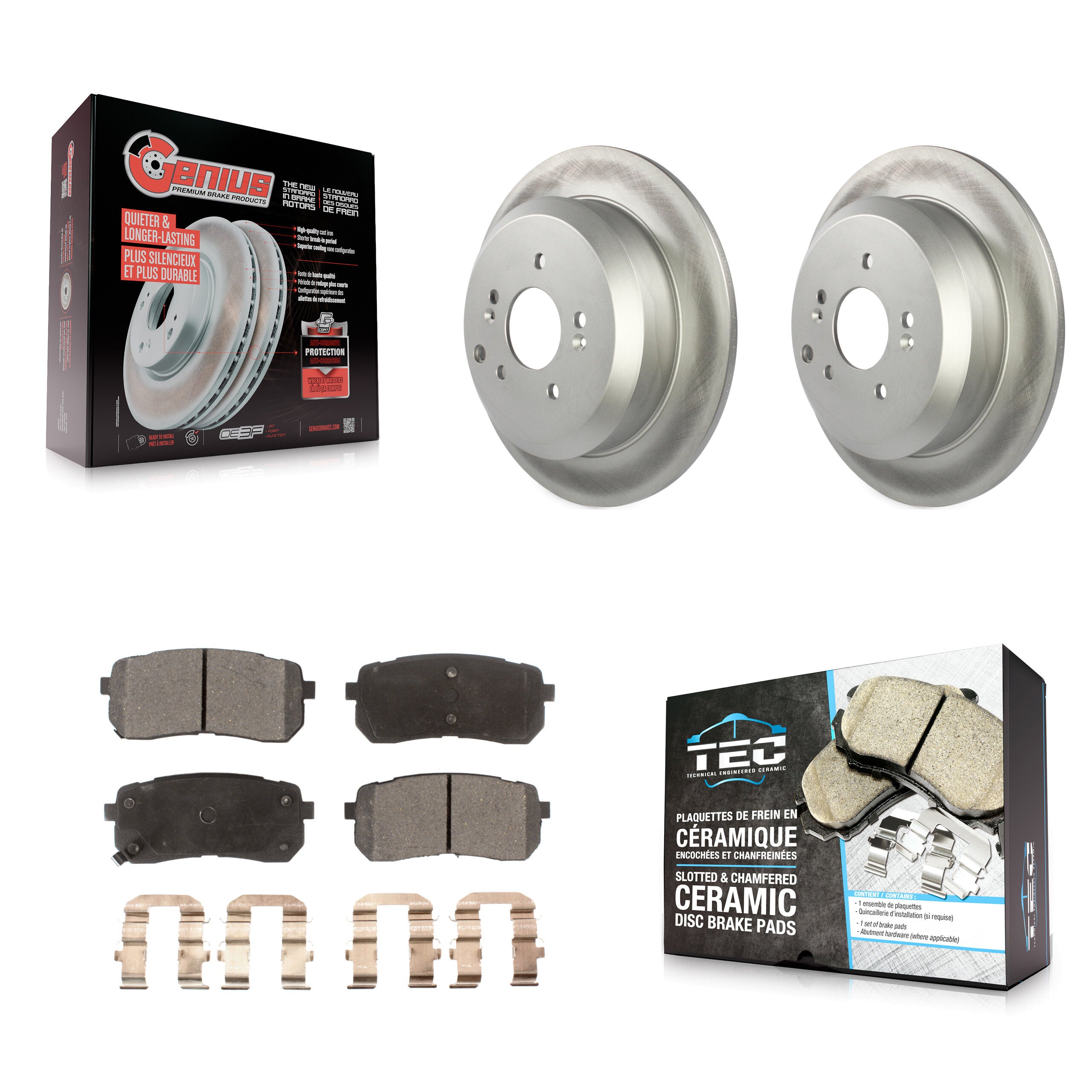 Rear Coated Disc Brake Rotors And Ceramic Pads Kit For 2007-2012 Hyundai Veracruz KGT-101570