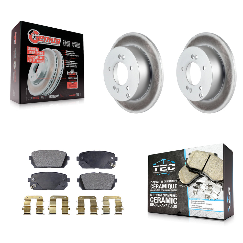 Rear Coated Disc Brake Rotors And Ceramic Pads Kit For 2007-2012 Kia Rondo KGT-101571