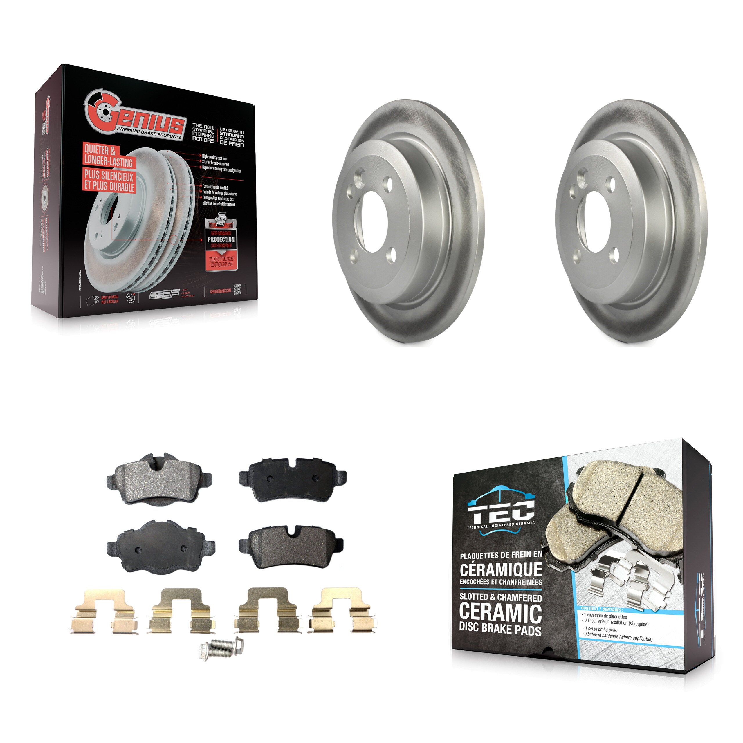 Rear Coated Disc Brake Rotors And Ceramic Pads Kit For Mini Cooper KGT-101572
