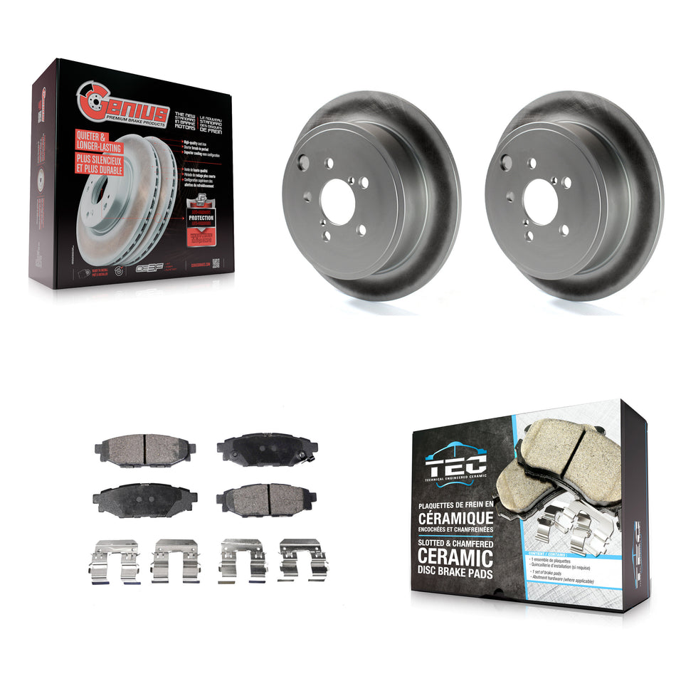 Rear Coated Brake Rotors Ceramic Pad Kit For Subaru Impreza Forester Outback Legacy Scion KGT-101581
