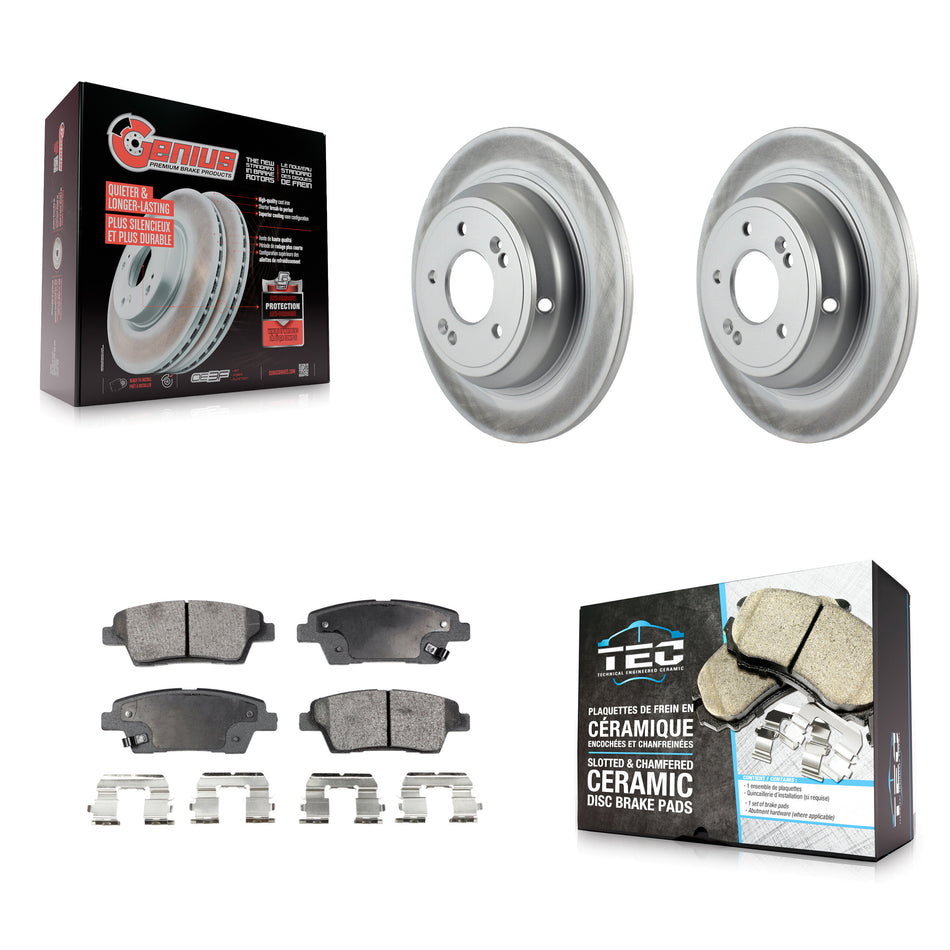 Rear Coated Disc Brake Rotors And Ceramic Pads Kit For Hyundai Genesis G80 Kia K900 KGT-101593